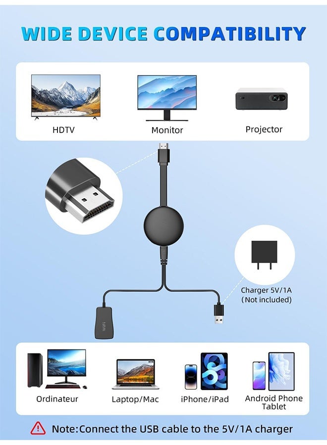 كيلا جهاز عرض لاسلكي بتقنية 5G/2.4G، يدعم عكس شاشة التلفزيون بدقة 1080P HD، متوافق مع أجهزة التلفزيون الذكية، يدعم دقة 4K HD HDMI، جديد لعام 2026، يتميز بمكونات إلكترونية عالية الجودة ودقة فائقة. - Image 2